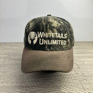 Vintage 90s‎ Whitetails Unlimited Camo Realtree Hat Cap Snap Back Brown Grunge
